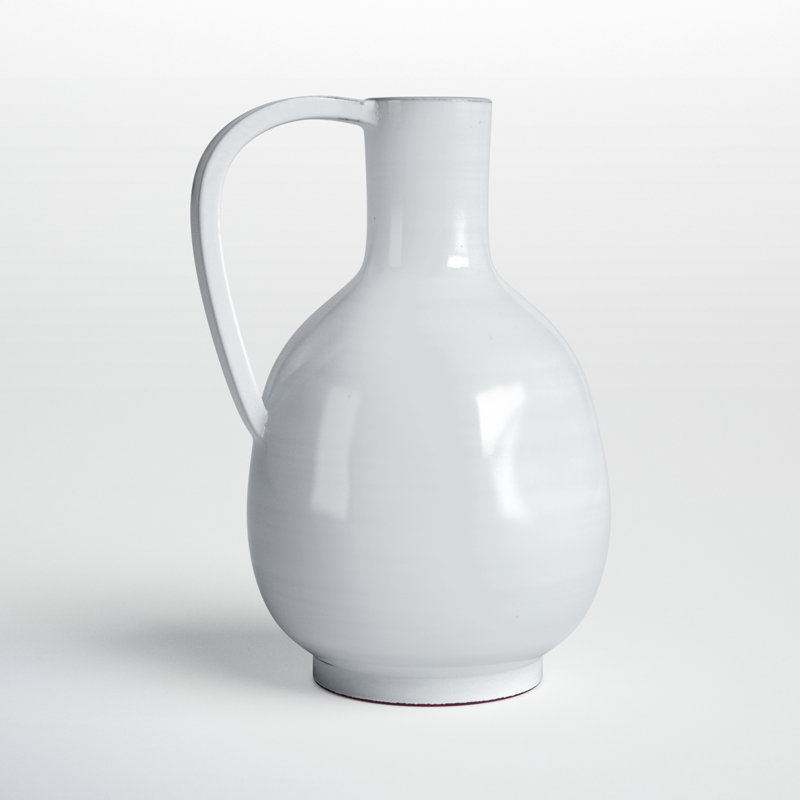 Mauna White Ceramic Irregular Handled Vase Large