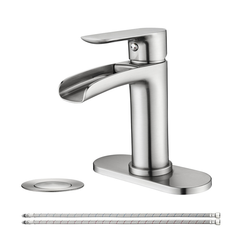 Robinet de lavabo de salle de bain à poignée simple à un trou avec plaque de base Topcraft, Nickel brossé