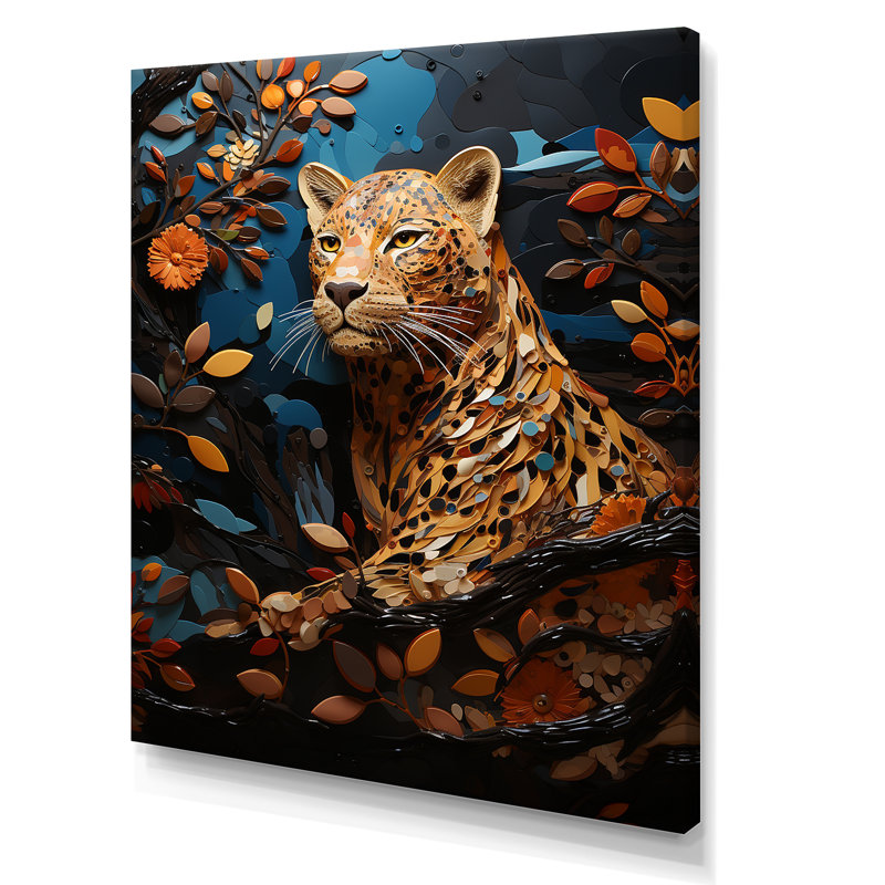 Présence symbolique de jaguar II, H 32 po x l 24 po x P 1 po, Toile tendue