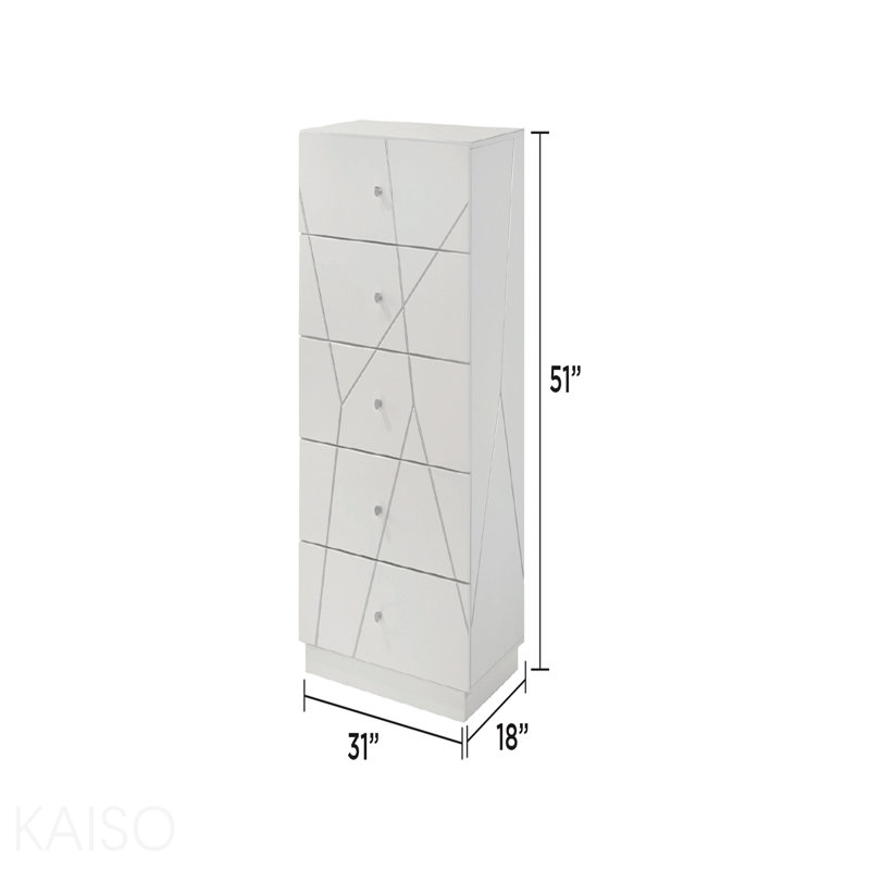 Commode - Finition laquée avec motif géométrique et tiroirs spacieux pour rangement moderne - blanc