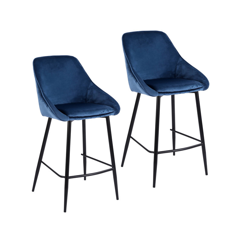 Tabouret Layken, Tabouret de comptoir (siège d'une hauteur de 26 p, Bleu