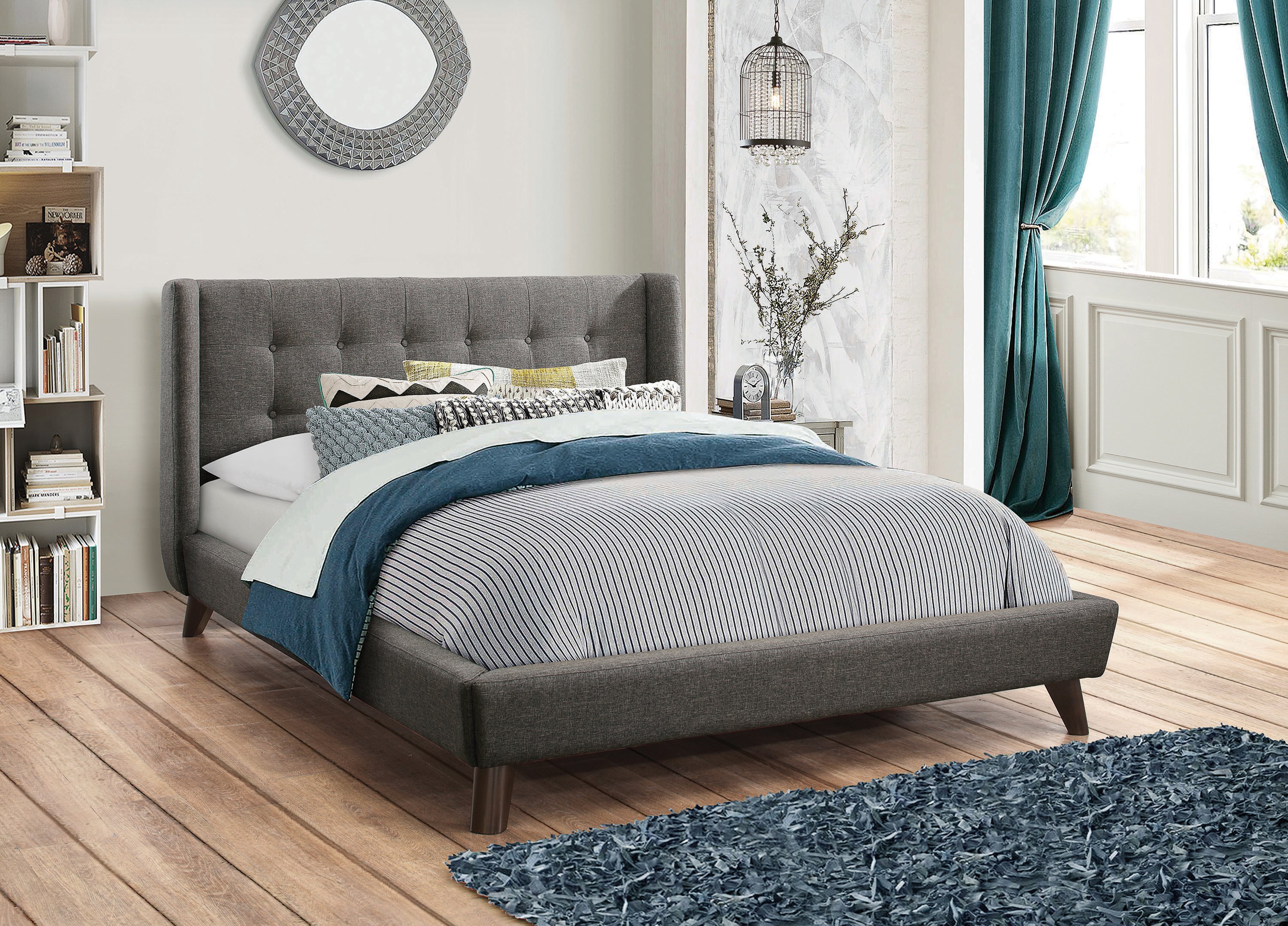 Williams tufted upholstered low deals profile platform bed