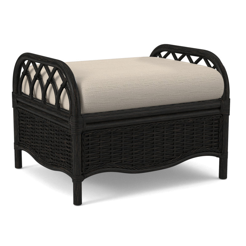 Everglade Ottoman, Beige Performance Fabric; 0851-73, Antique Black