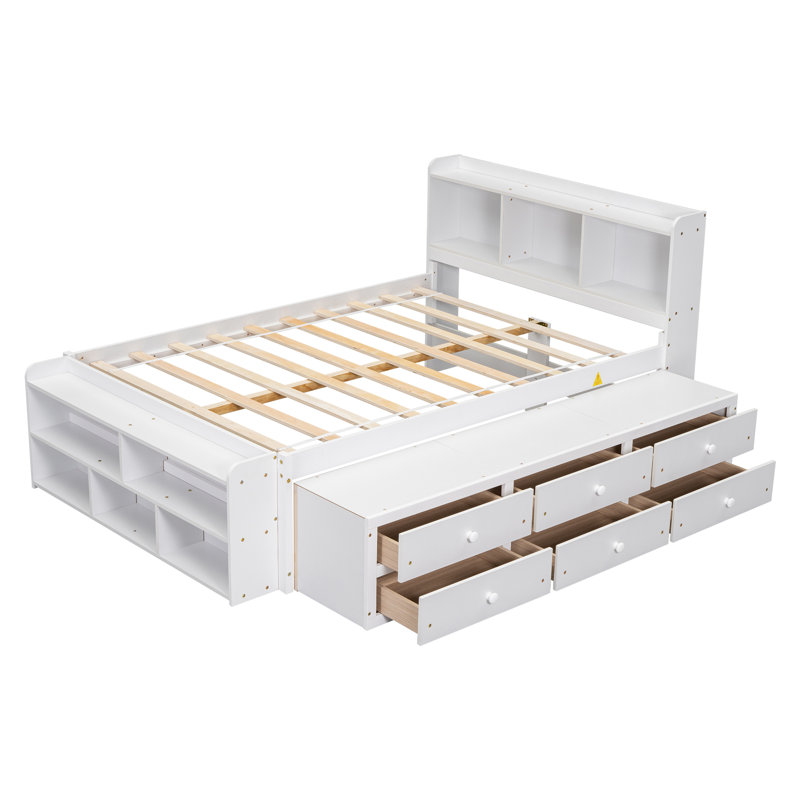 Aylissa Kids Full Platform with Drawers, White
