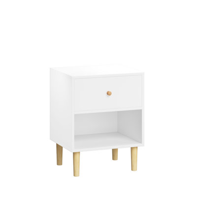 Kids Nightstand with One Drawer, Modern Nightstand, End Table for Boys and Girls, for Living Room, Bedroom (White) by George Oliver