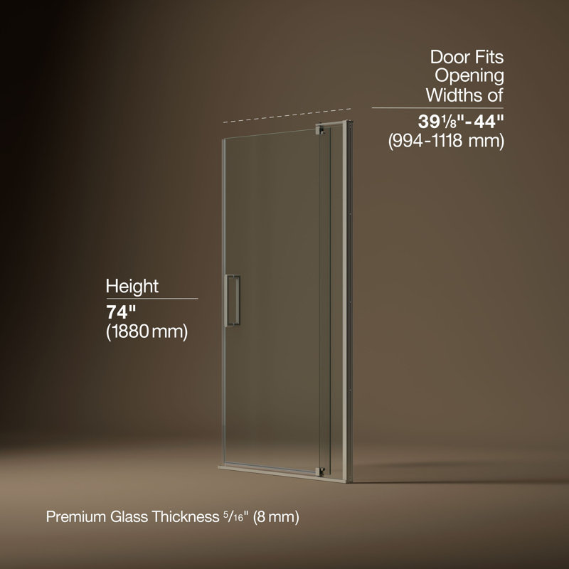 Revel 44'' x 74'' Pivot Shower Door with CleanCoat® Technology, Anodized Brushed Nickel
