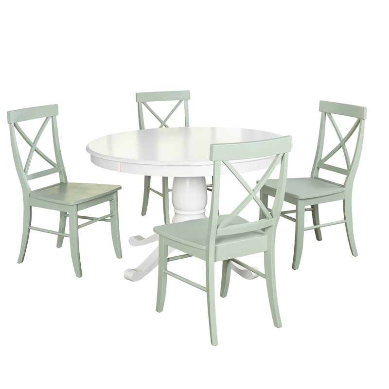 Josanna 4 - Person Pedestal Dining Set, Mint, White