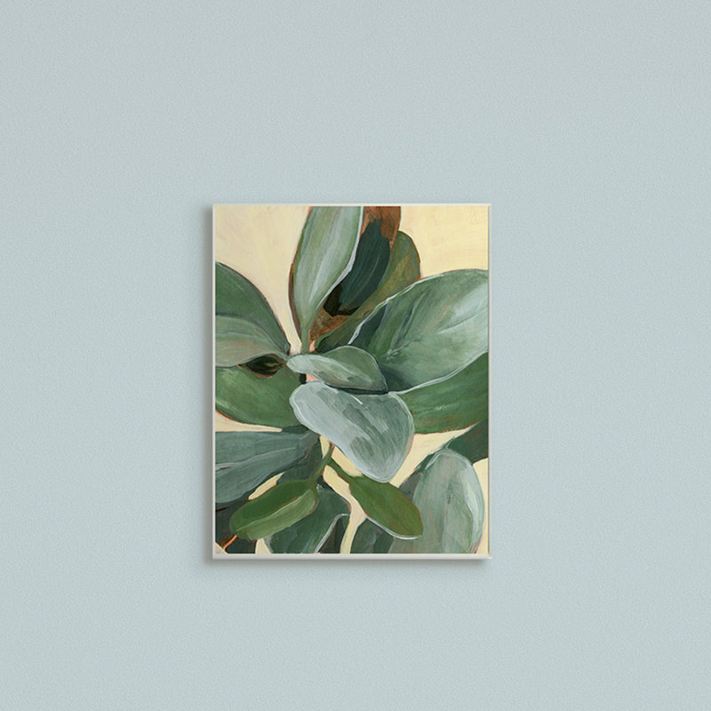Étude de plantes en pot feuilles vertes, H 14 po x l 11 po, Estampe numérique Farmhouse