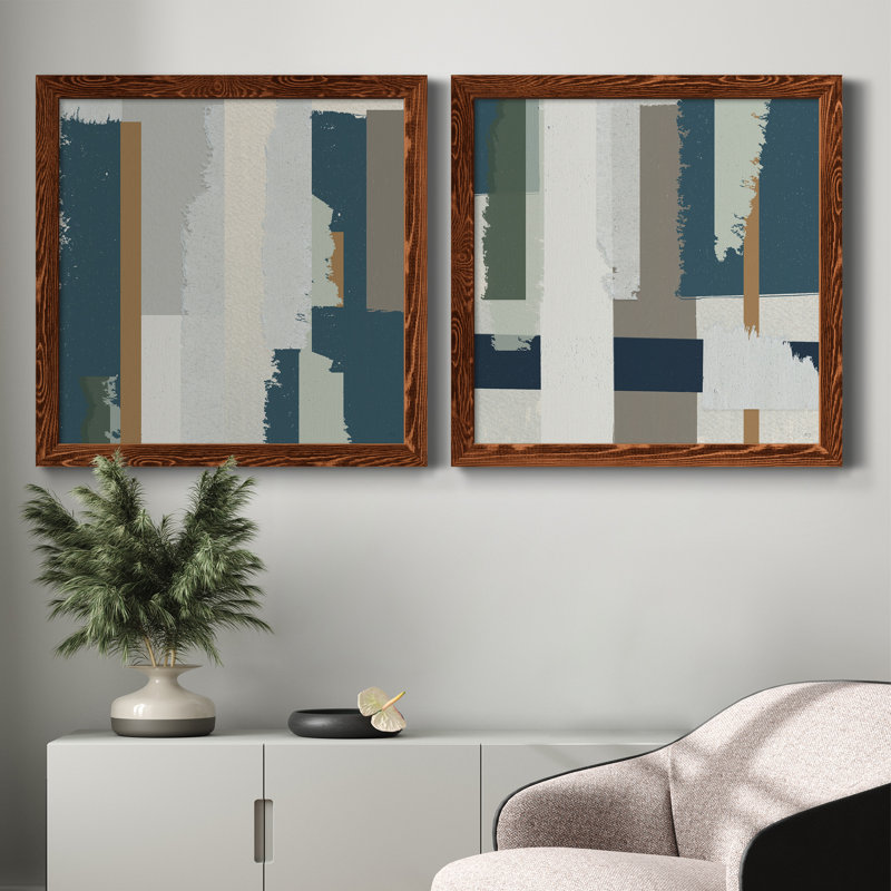 «Close to the Edge I», ensemble de 2 peintures sur toile encadrées, H 31,5 po x l 63 po x P 1,5 po, Encadré de bois de noyer