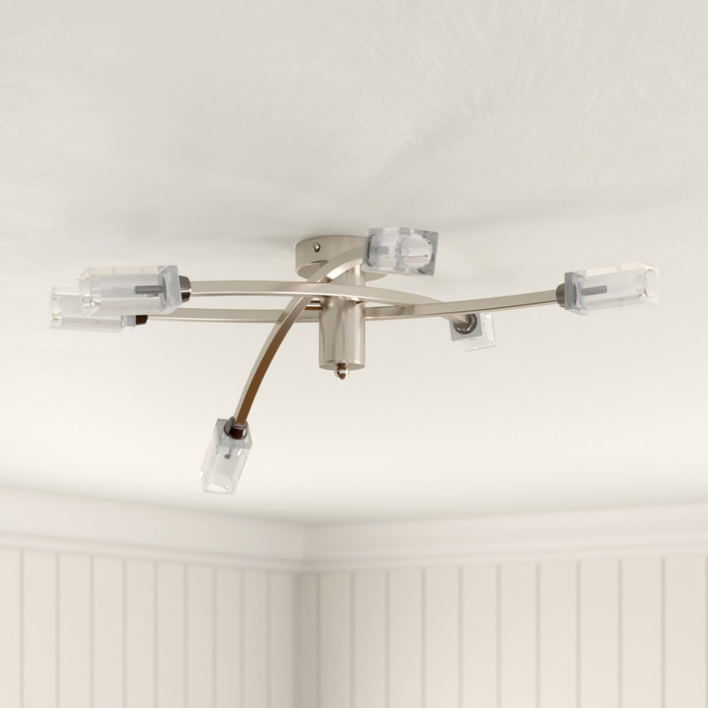Nevaeh Glass Semi Flush Mount, Satin Chrome