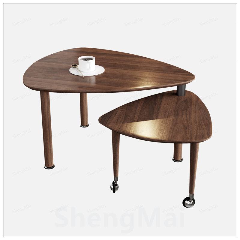 Table basse rotative moderne à 360 degrés avec pieds en bois massif, facile à assembler, parfaite pour le salon et les petits espaces