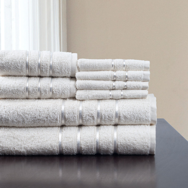 Ensemble de 8 serviettes de bain 100% coton 8 pièces - Serviettes de bain moelleuses avec débarbouillettes, serviettes à main et serviettes de bain