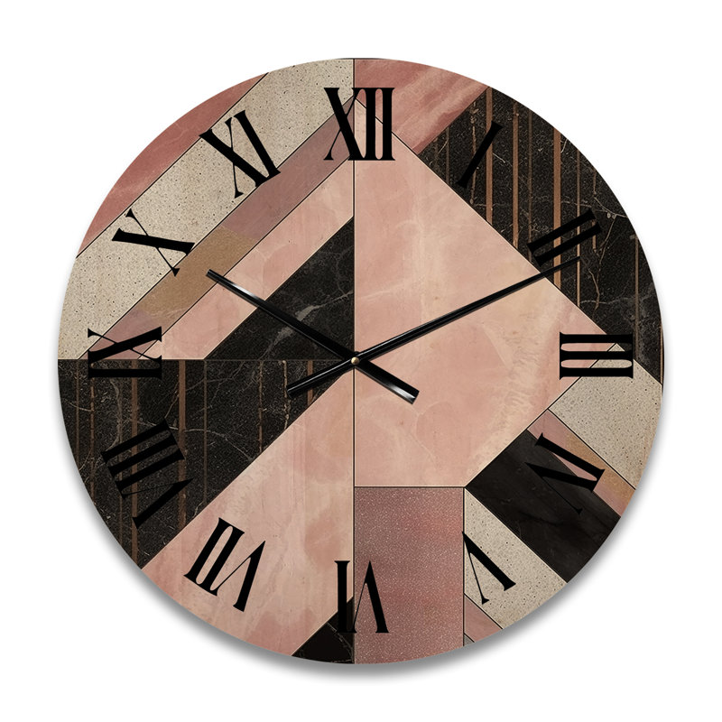 Horloge murale moderne en marbre et granit avec touches d'or, Petit