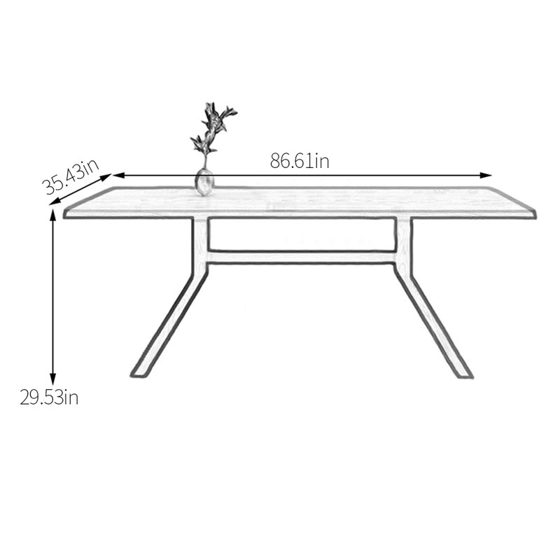 Table de salle à manger simple et moderne en bois massif, L 35,43 po x L 86,61 po