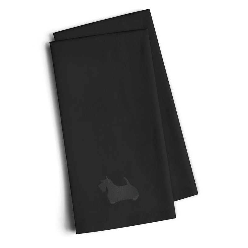Serviette de cuisine brodée en gaélique terrier, Noir, H 25 po x l 16 po x P 0,1 po