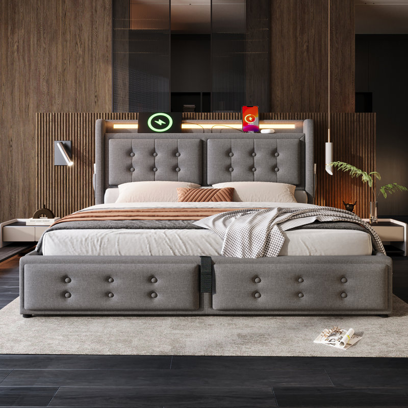 Bed, 4FT6, Grey