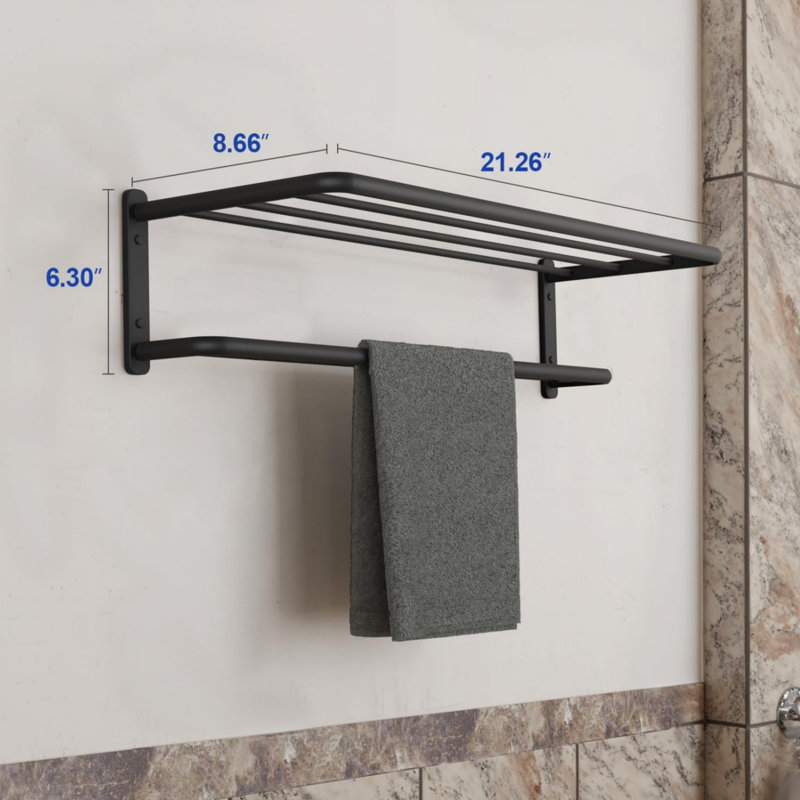 Porte-serviettes mural 21,3 po avec quincaillerie d'installation, Matte Black