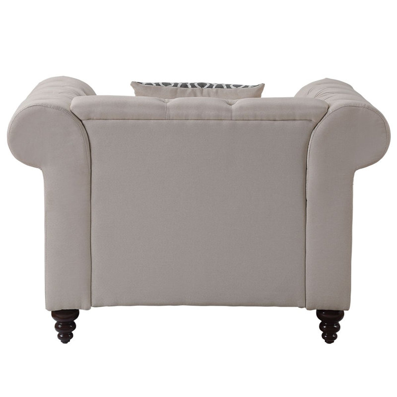Chaise en lin beige Aurelia avec coussin