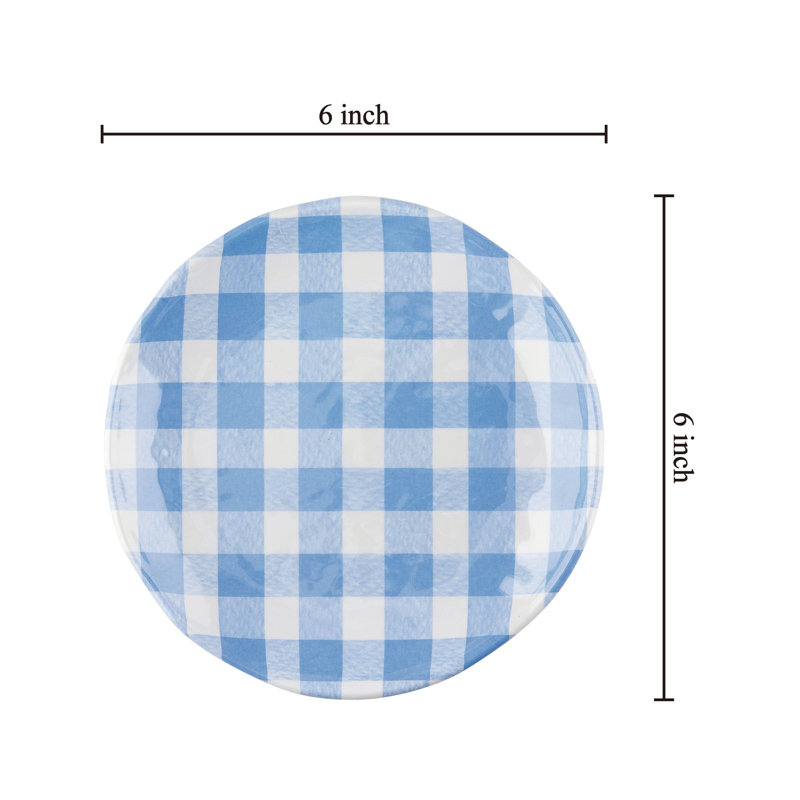 12-Piece Gingham 6" Melamine Plates, Blue