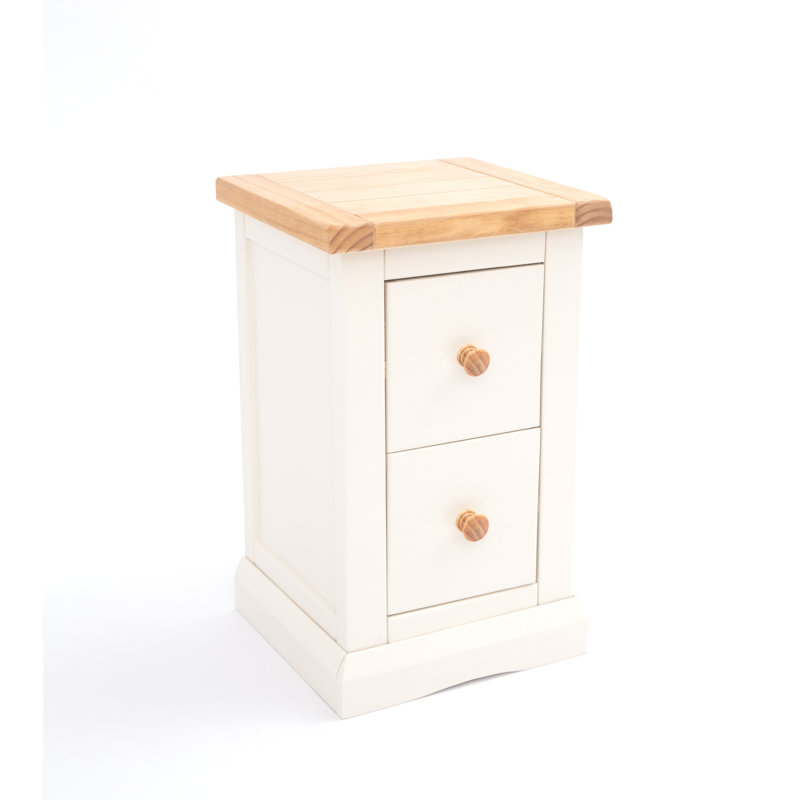 Pharsalia 35cm W Solid + Manufactured Wood Bedside Table, Wood Knob, Off-White