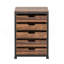 Commode 5 tiroirs, armoire de rangement en bois avec roulettes, chariot de rangement de tiroir de rangement industriel pour entrée de chambre à coucher de bureau (brun rustique, 1 pièce)