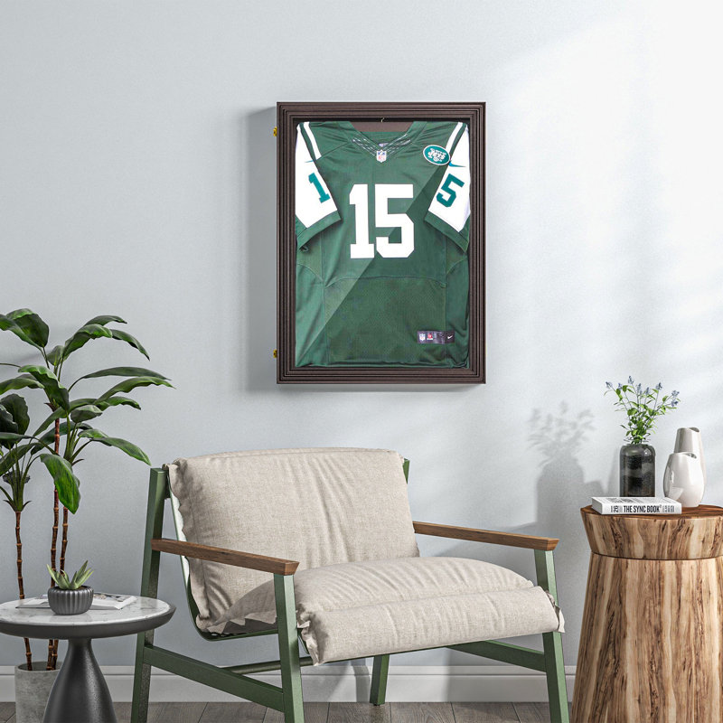 Cherry Brown Lockable Wall Mounted Jersey Display Case