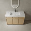 Meuble-lavabo autoportant avec lavabo en résine blanche et portes d'armoire à fermeture en douceur-1744466038