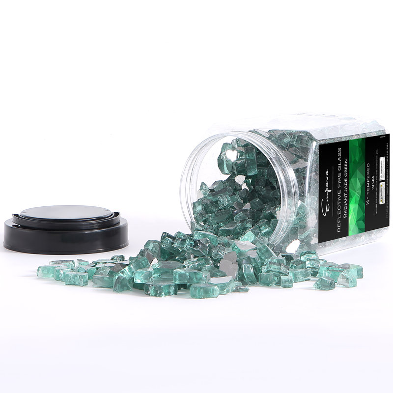 Empava 10 lb Verre trempé réfléchissant 1/4 de pouce, pour foyer au gaz, Vert, 1/4 po