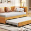 Lit de jour rembourré avec couchette simple pour canapé-lit, pas de sommier, tissu de lin (lit de jour)-950990348