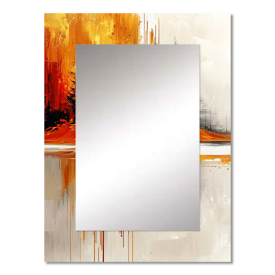 Abstract Autumn Forest In Ethereal Horizon II - Landscapes Unique Wall Mirror, Gold Mirror, Printed Metal Art