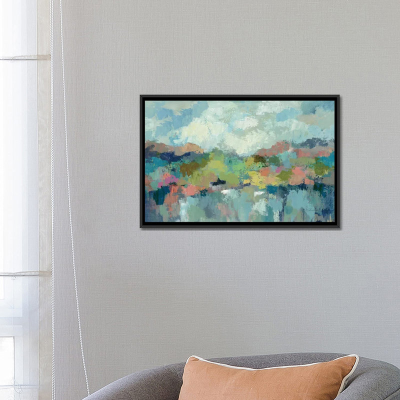 «Abstract Lakeside», reproduction d'art sur toile tendue, H 26 po x l 40 po x P 1,5 po, Pas de tapis, Toile tendue