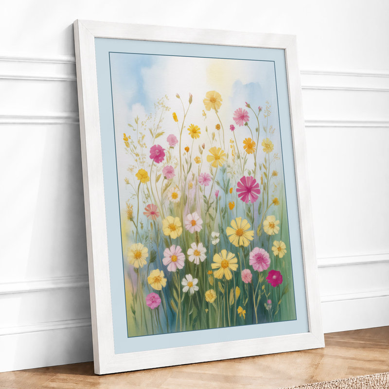Wildflower Meadow Botanical - Framed Print, A4 - 29.7 x 21.0 cm, White