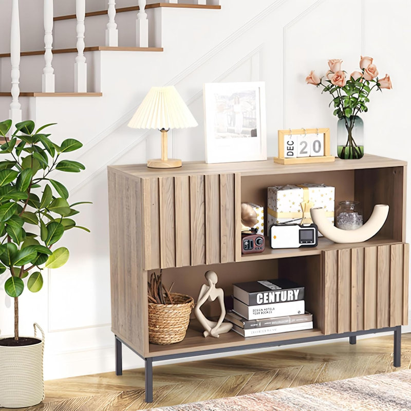Buffet avec porte cannelée Mid-Century