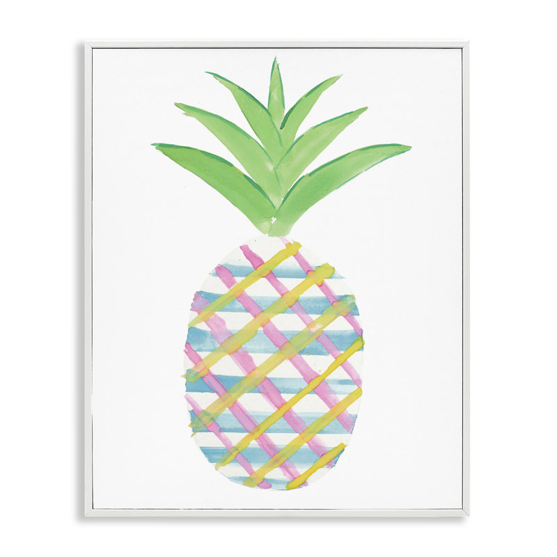 Giclée à carreaux, ananas, par Julie DeRice, Blanc, H 30 po x l 24 po