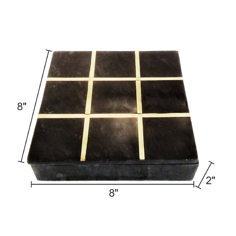 Boîte décorative Tic-Tac-Toe, Noir, H 2 po x l 12 po x P 12 po