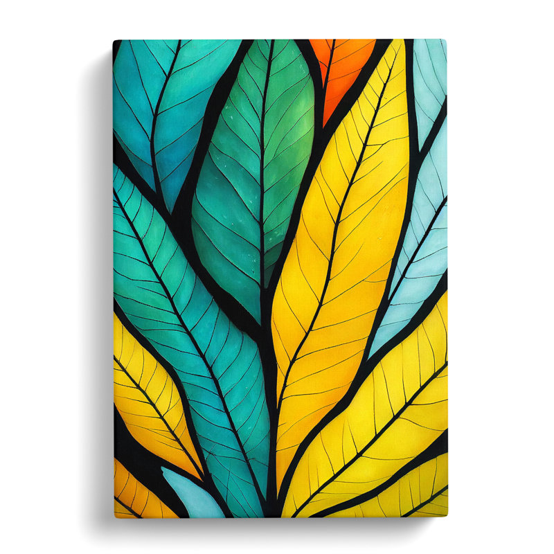 Leaves In Technicolour - Wrapped Canvas Print, 50cm H x 35cm W x 3cm D