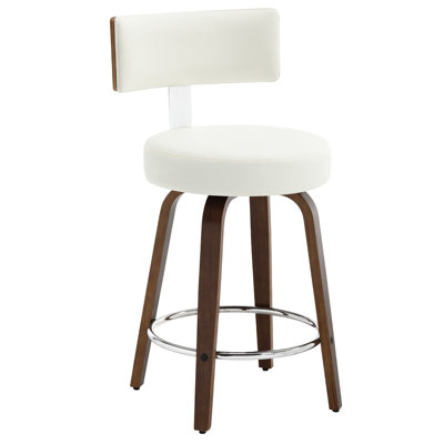 North American Black Walnut Veneer Bar Stool, 360° Rotating Ergonomic Backrest Bar Stool