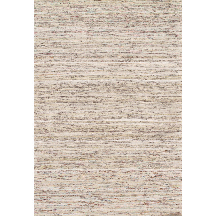Modern Silk Abstract Area Rug in Beige