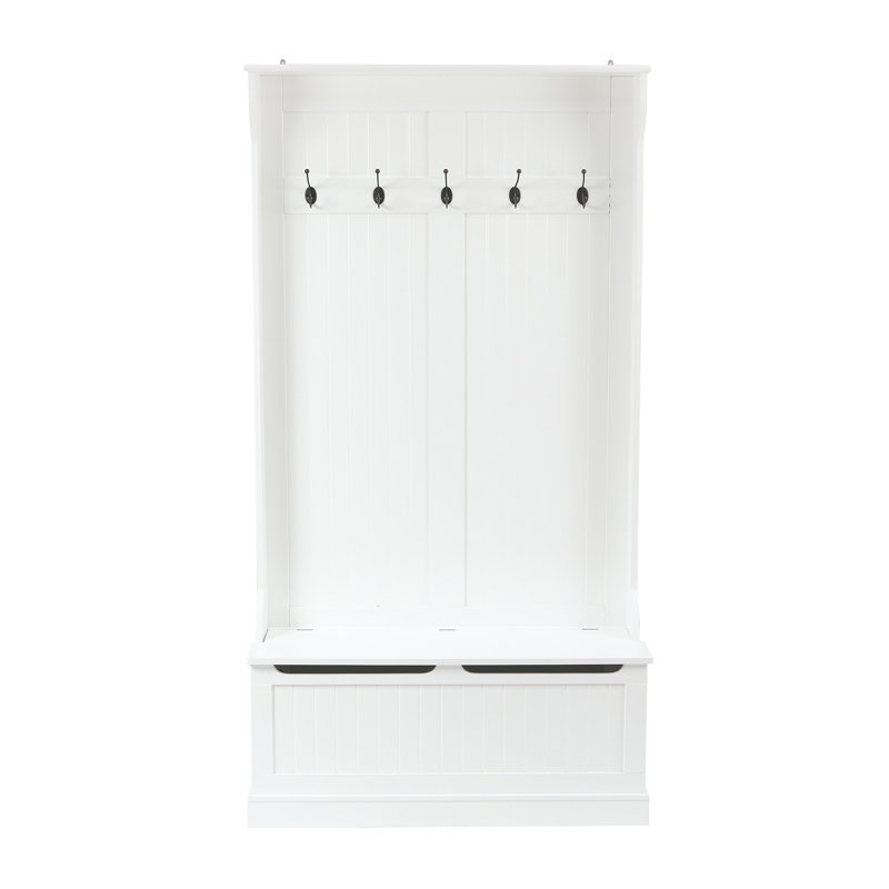 70.9"H White Hall Tree with Storage Bench and Storage