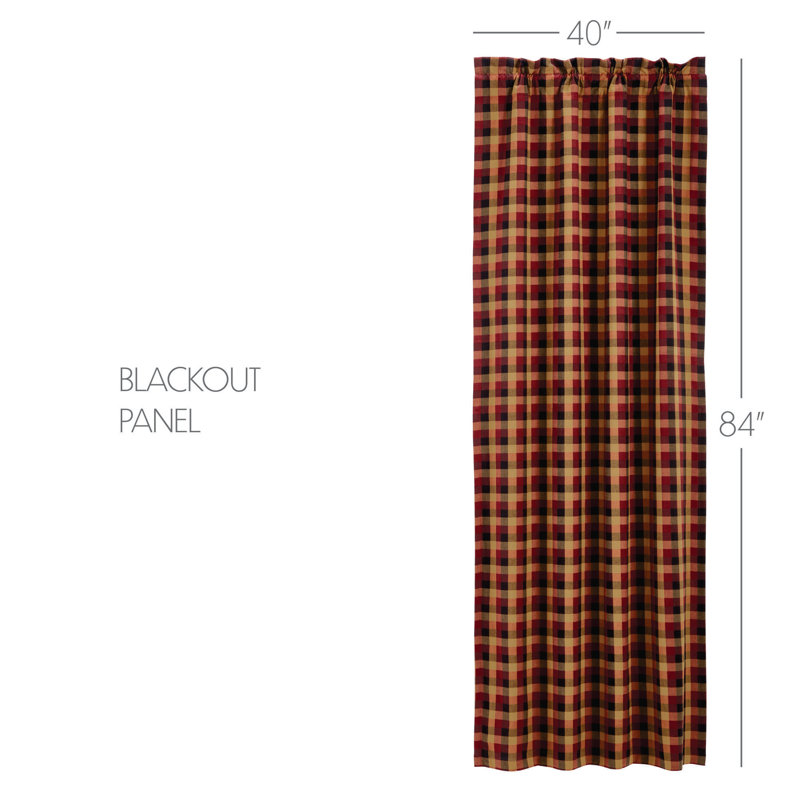  Annie Buffalo Check 100% Cotton Curtain, Red, 40" W x 84" L