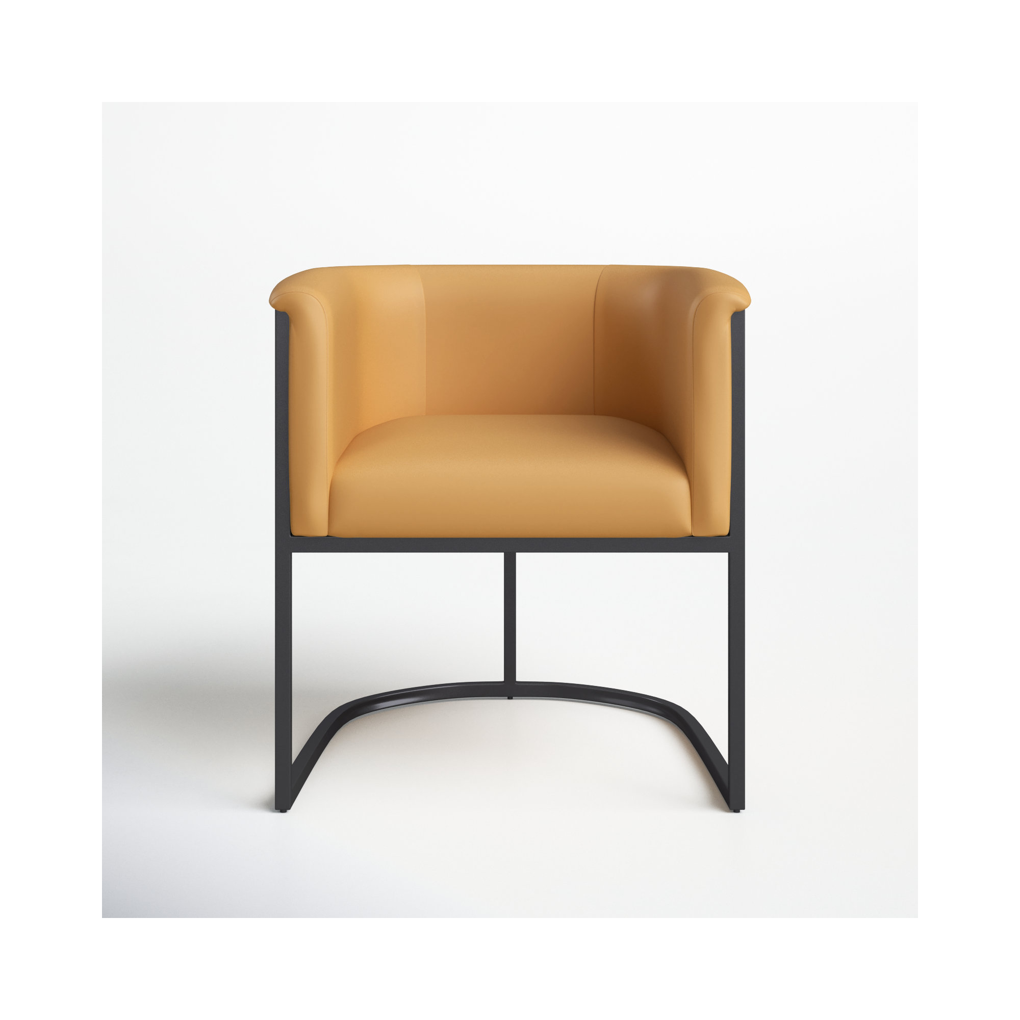 Virgil Faux Leather Upholstered Arm Chair, Saddle