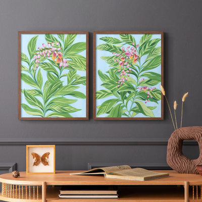 Impression encadrée tropicale Ginger I-Premium - prête à être accrochée - aucun clou requis - aucun clou requis
