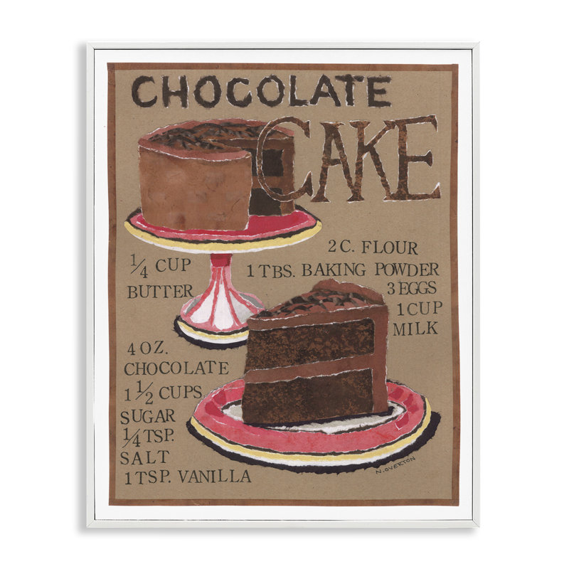 Art de recette de gâteau au chocolat par Nancy Overton, Giclée encadrée blanc bord de mer, H 30 po x l 24 po