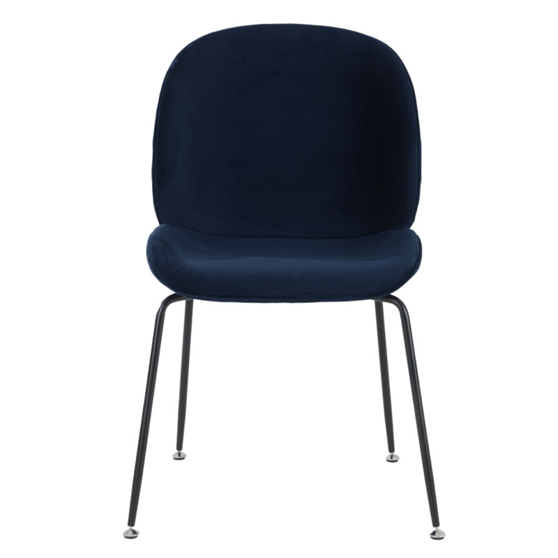 Anitra 45cm H Velvet Upholstered Metal Upholstered Back Side Chair, Navy