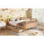 Lit plateforme double en bois pleine grandeur avec tiroirs de rangement, conception moderne de profil bas de sécurité pour chambre d'enfant ou lit de jour, finition naturelle