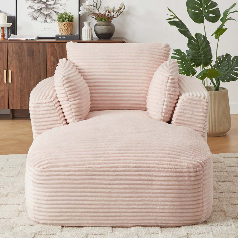 Fauteuil-lit en velours côtelé, aucun assemblage requis,, Rose