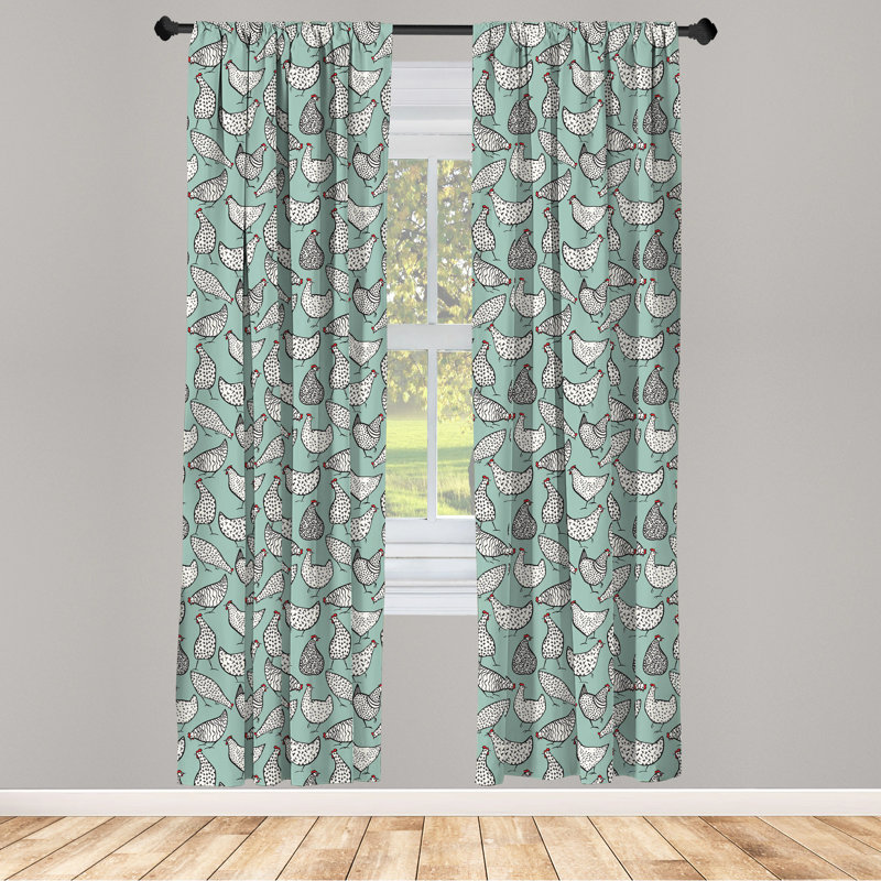 Chicken Semi-Sheer Rod Pocket Curtain Panels, 28" x 63"