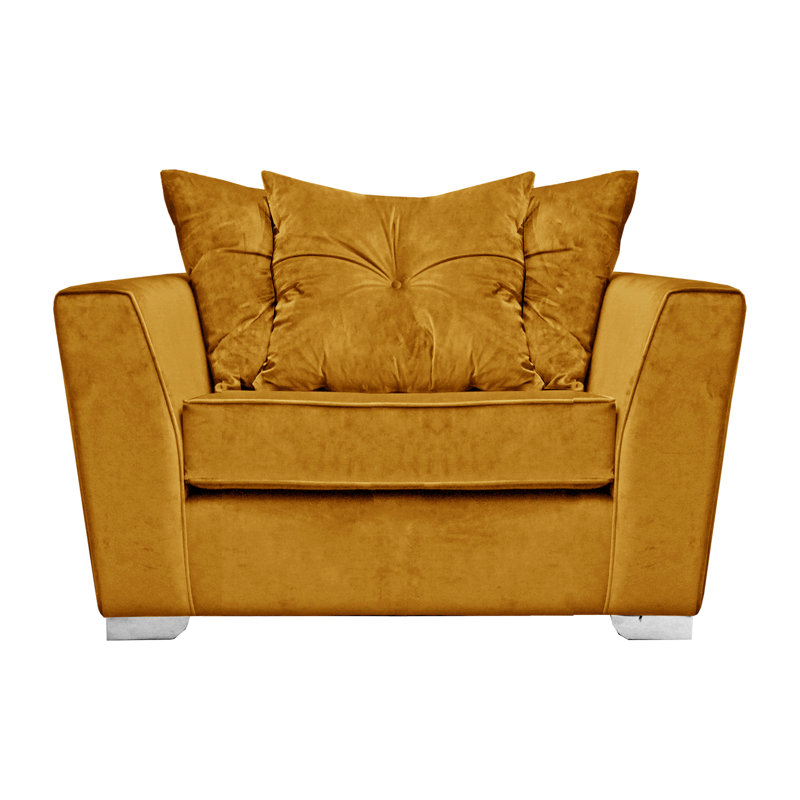 Quade 2 Seater Velvet Loveseat, Mustard