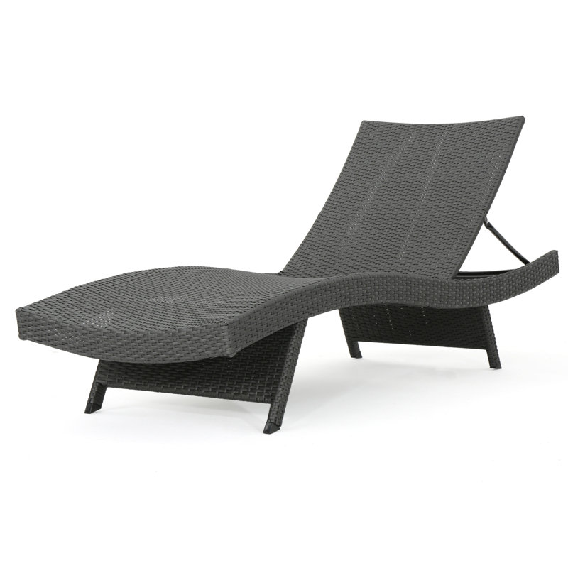 Chaise longue Pe en gris - 8 po Hauteur de l'emballage, conception portative avec cadre en fer imperméable