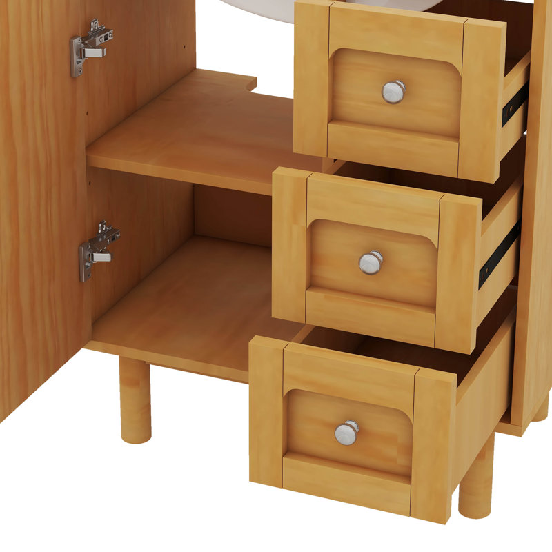 Meuble-lavabo 30 po avec lavabo en céramique et 3 tiroirs, 1 grande armoire de rangement à porte de ferme à fermeture silencieuse